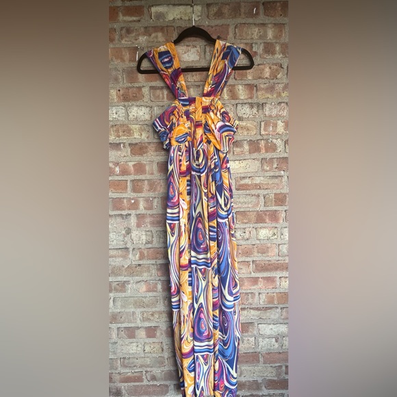 Line & Dot Silk Maxi Grecian Drape Dress🖤 - Picture 5 of 11